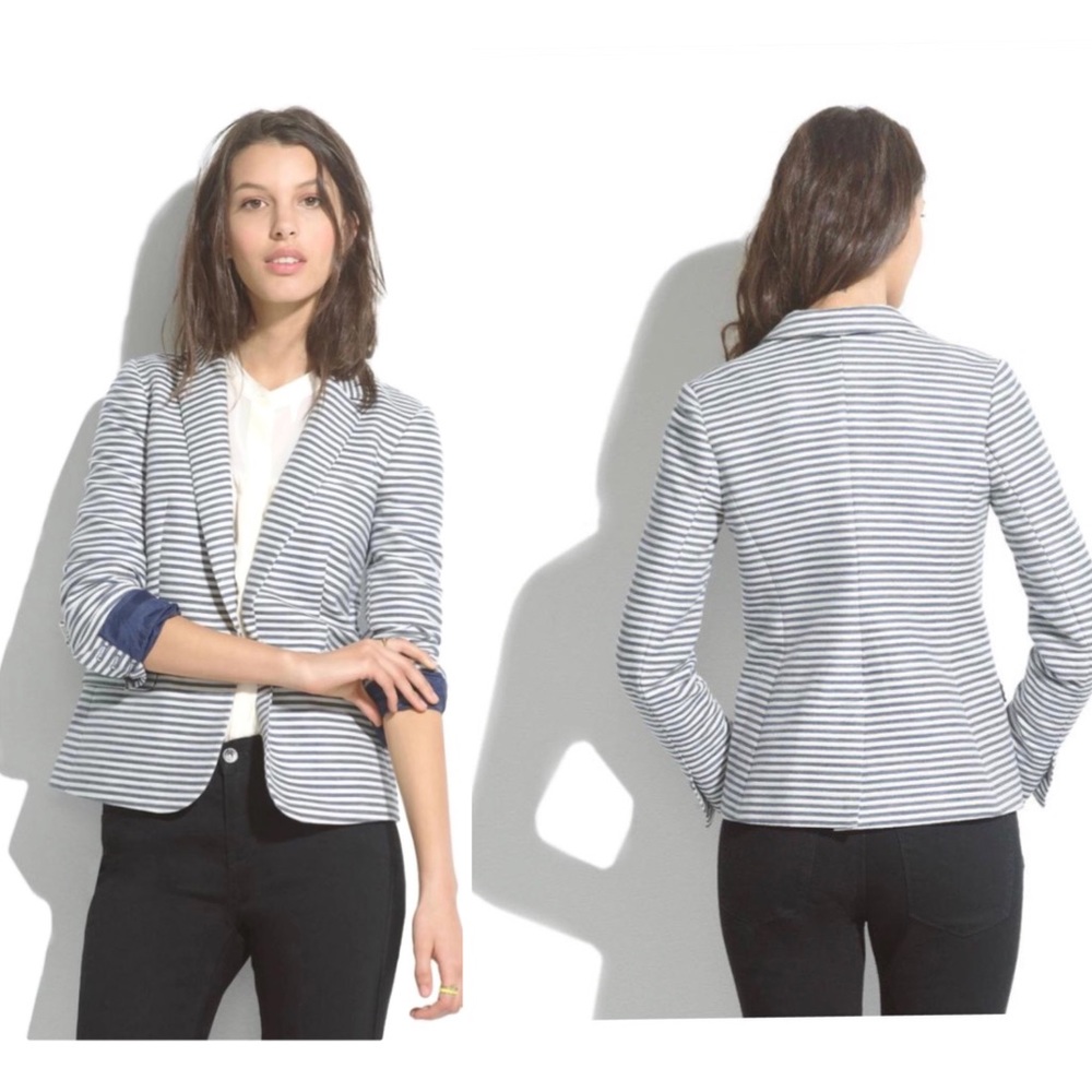 Madewell blue striped classic boyfriend blazer